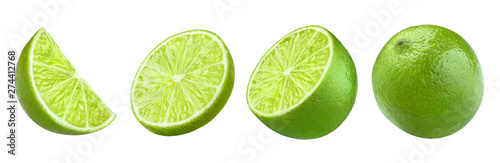 Fotografie, Obraz Set of limes, isolated on white background