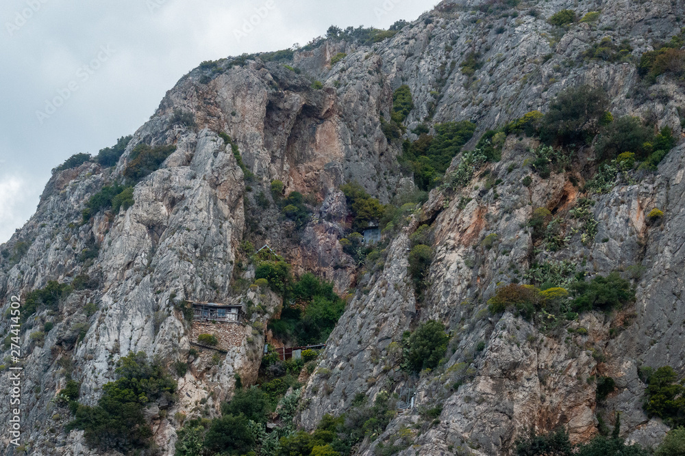 Greece, april 2019, Holy Mountain Athos – different views of monasteries exteriors