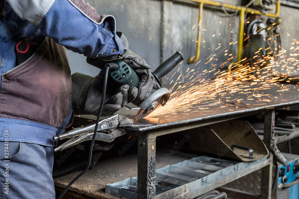 Grinding of materials in metallurgy workshop Grinding of materials in metallurgy workshop