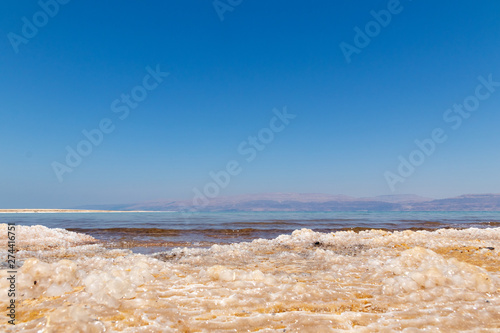 Dead Sea beach  salt crystals