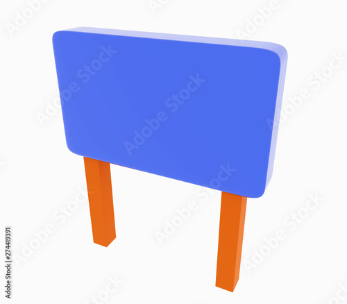 3d rendering of blue sign board isolated