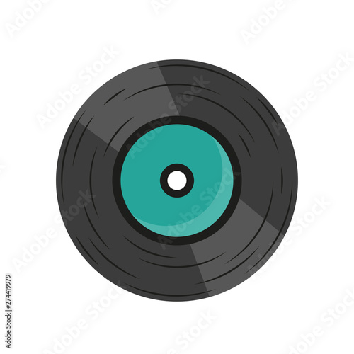 vinyl record with flare on white background