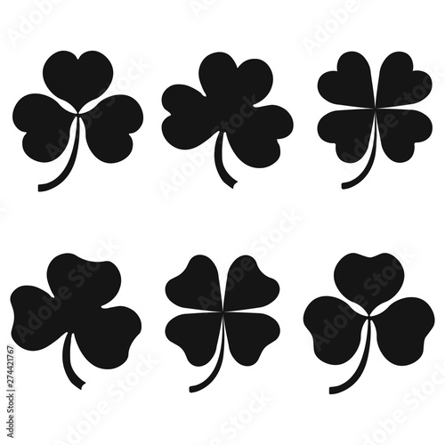 Set of leaf clover ecology concept sign icon. Saint Patrick symbol