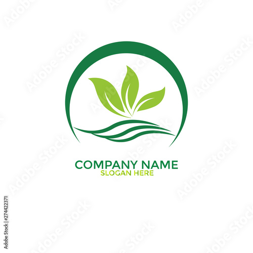 Green Nature Farm Logo Design Template