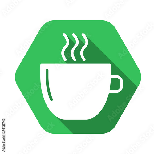 coffee vector green icon in modern flat style isolated. coffee support is good for your web design.