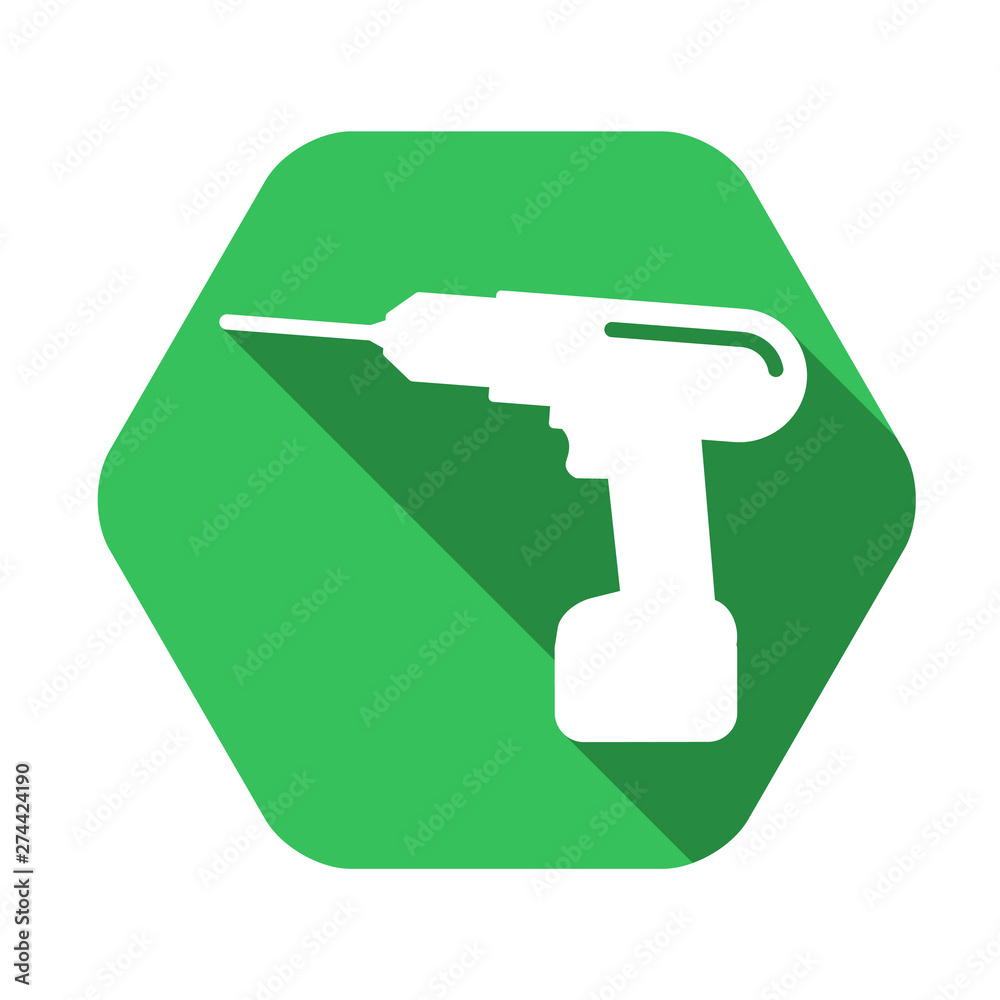 Drill vector green icon in modern flat style isolated. Drill can support is good for your web design. Drill vector green icon in modern flat style isolated. Drill can support is good for your web design.