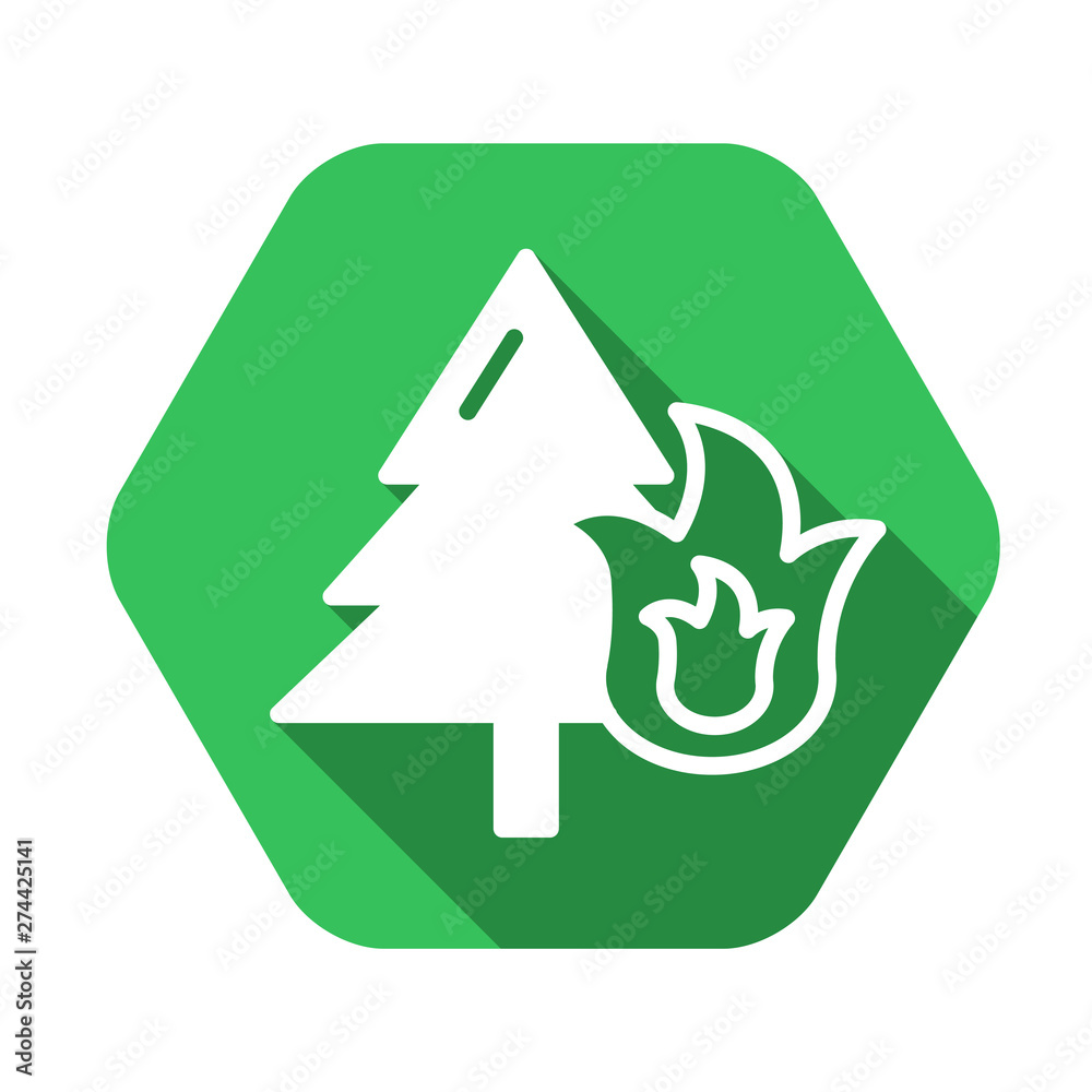 Forest fire vector green icon in modern flat style isolated. Forest fire can support is good for your web design. Forest fire vector green icon in modern flat style isolated. Forest fire can support is good for your web design.