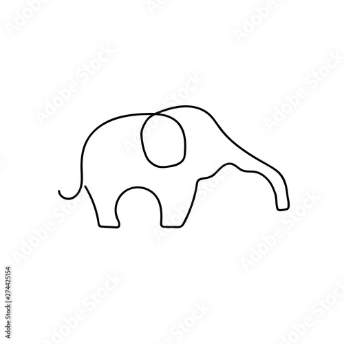 Vector illustration of an elephant singl line