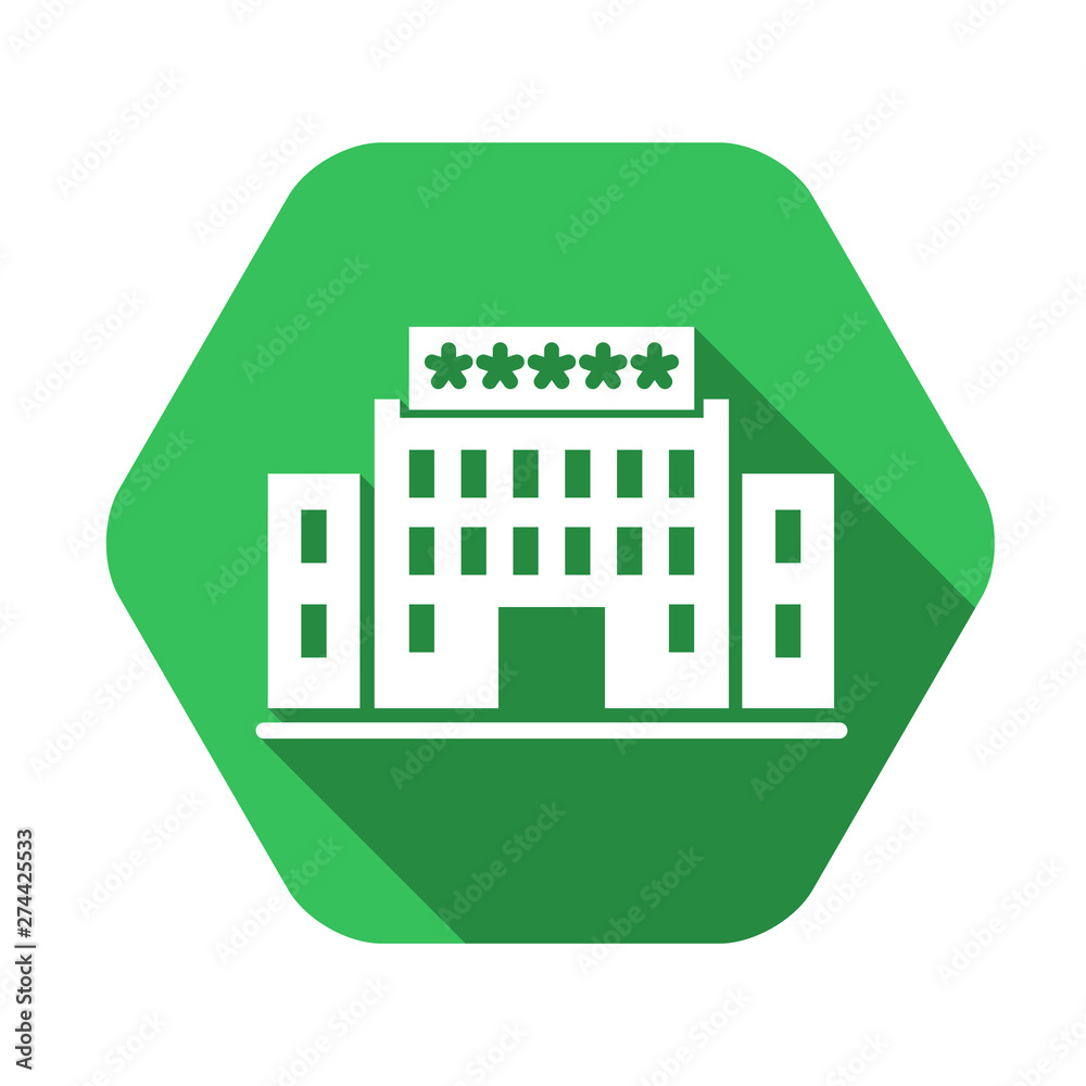 Hotel vector green icon in modern flat style isolated. Hotel can support is good for your web design.