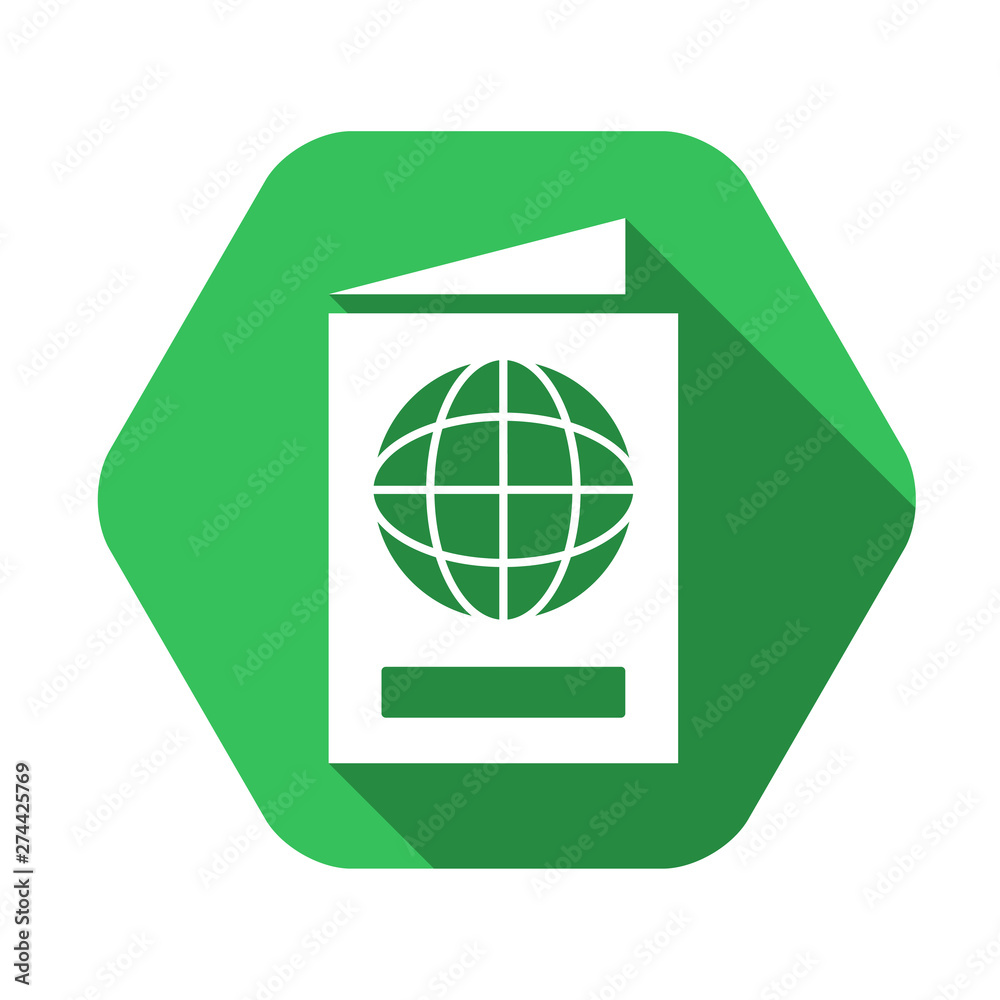 Passport vector green icon in modern flat style isolated. Passport can support is good for your web design.