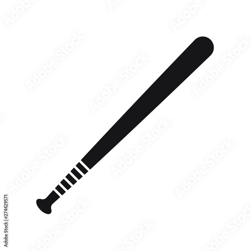 Vector flat black baseball bat icon on white background