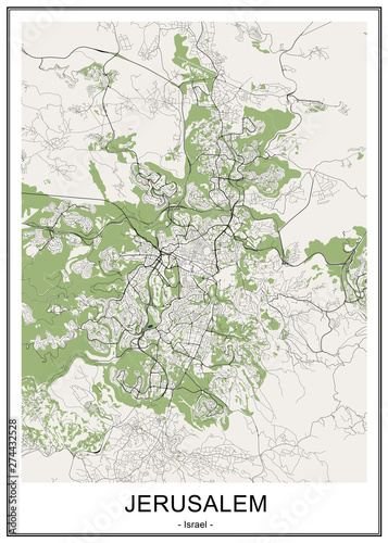 map of the city of Jerusalem, Israel