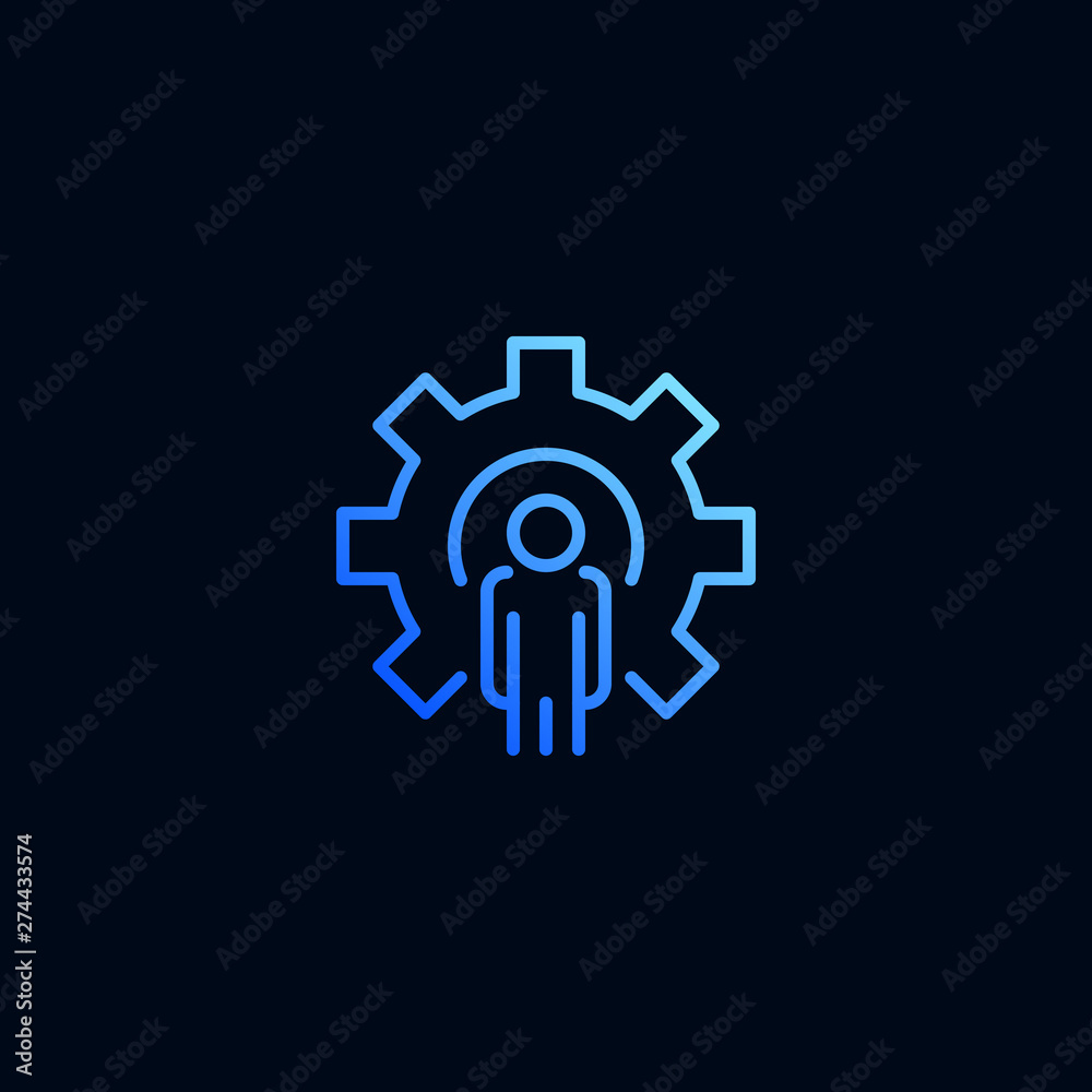 Business man and cog, gear line icon. Vector illustration in linear style. Business man and cog, gear line icon. Vector illustration in linear style.