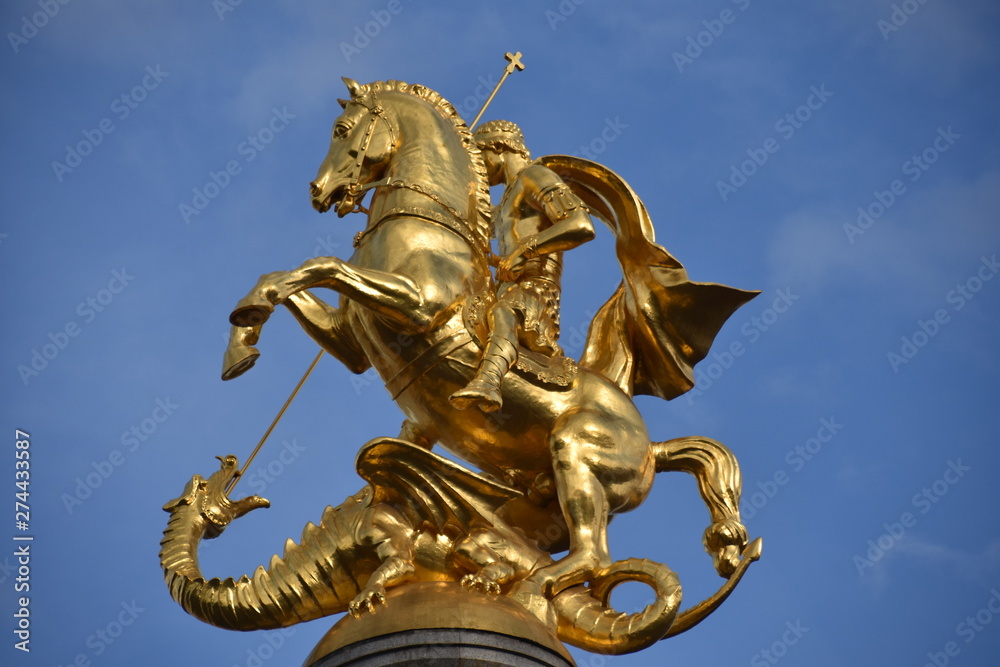 Monument of St George Slaying Dragon, Full Low-Angle, Tbilisi, Georgia