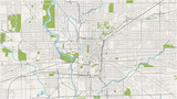 map of the city of Indianapolis, Indiana, USA