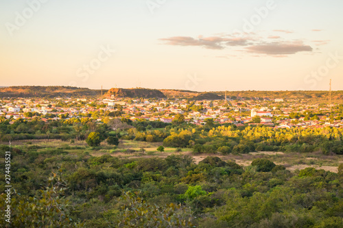 Cityscape of Oeiras viewed from the top of a hill at sunset- Piaui state  Brazil