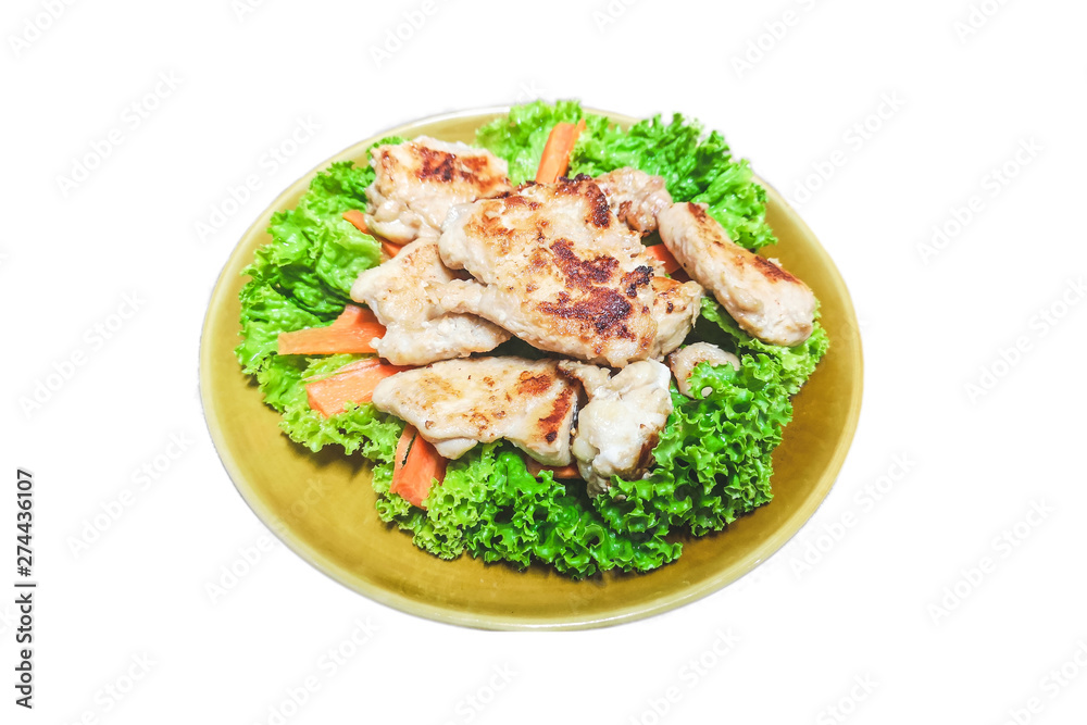 Fresh vegetable salad with grilled chicken radish and mix broccoli and carrot. Chicken salad. Healthy food. Fresh vegetable salad with grilled chicken radish and mix broccoli and carrot. Chicken salad. Healthy food.