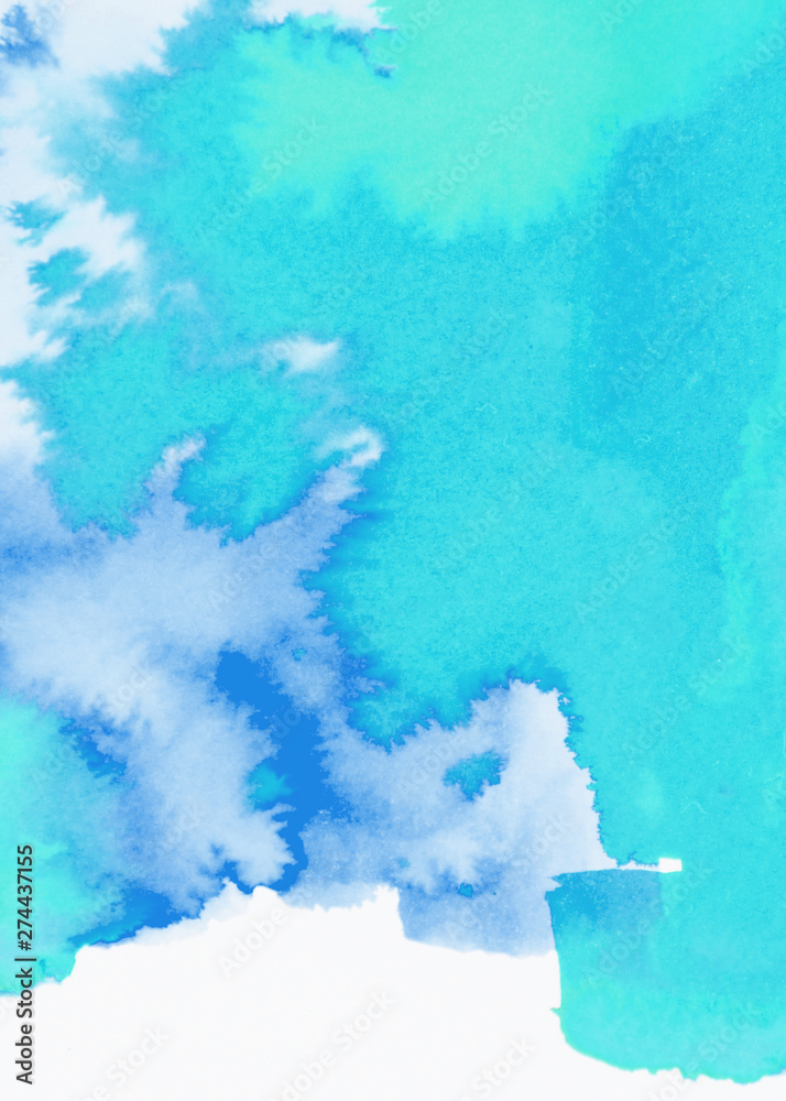 Turquoise and blue watercolor hand drawn stroke backdrop Turquoise and blue watercolor hand drawn stroke backdrop