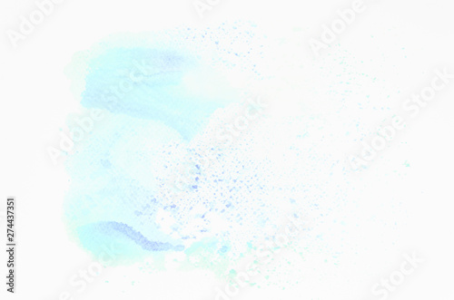 Watercolor blue splash texture on white background
