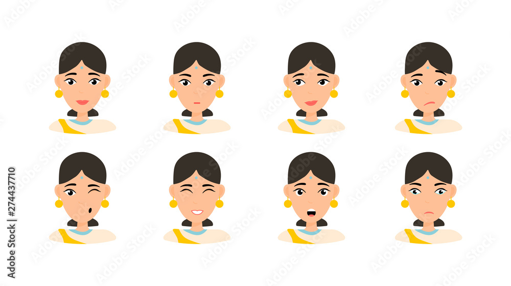 Face expressions of woman with dark hair Face expressions of woman with dark hair