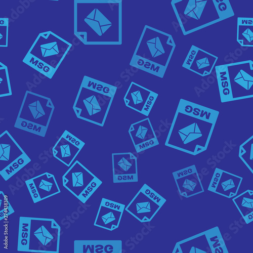 Blue MSG file document icon. Download msg button icon isolated seamless pattern on blue background. MSG file symbol. Vector Illustration
