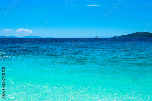 Beautiful turquoise sea on the Agiofili beach  Lefkada  Greece