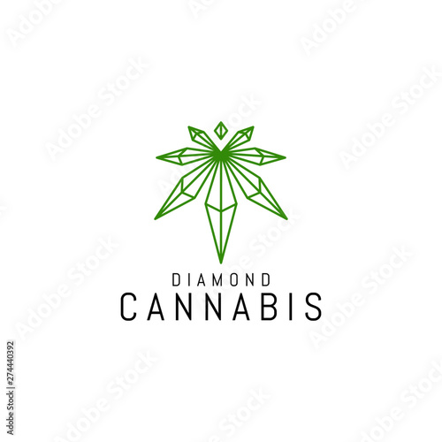 Cannabis or Hemp with Diamond Shape logo Design Template
