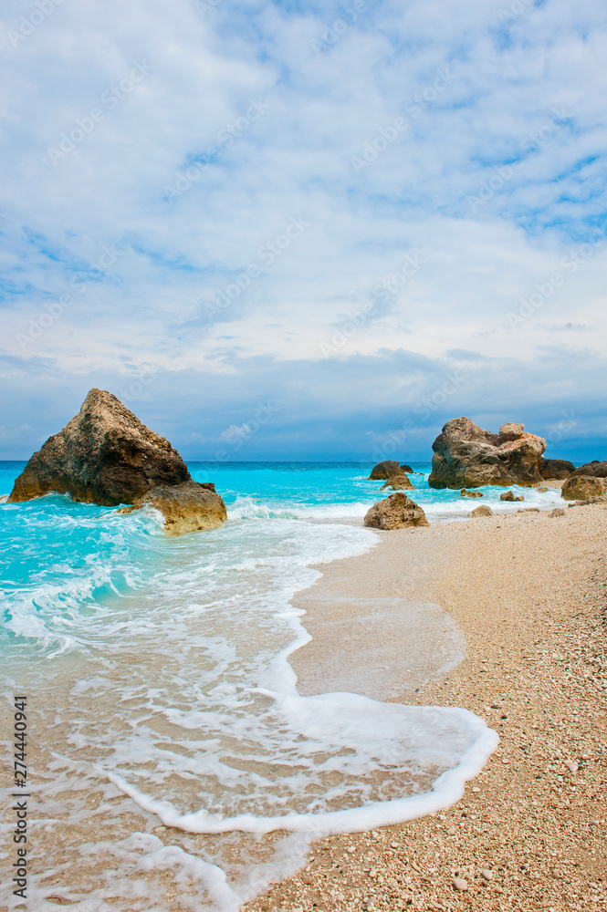 Beautiful blue sea. Kavalikefta beach. Love sea. Lefkada Island, Greece. Beautiful blue sea. Kavalikefta beach. Love sea. Lefkada Island, Greece.