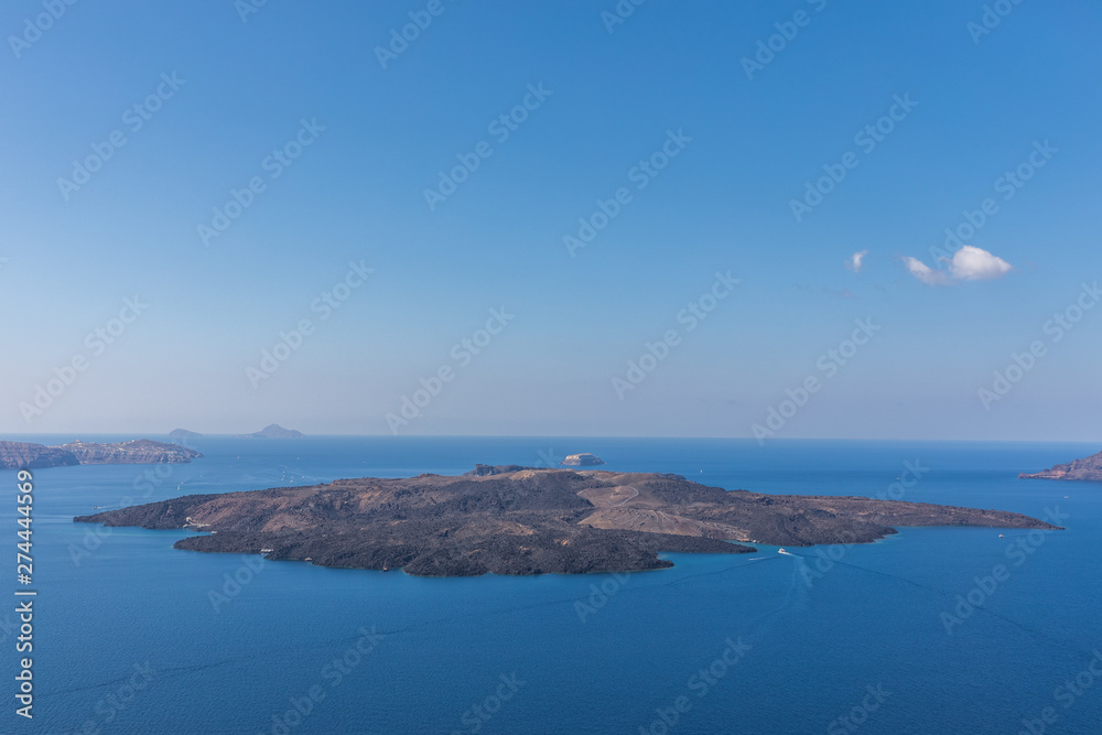 Santorini Village during hot summer blue sky Santorini Village during hot summer blue sky