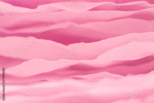 Closeup of pink paper layers stack. Abstract art background. Blur silky texture effect. Copy space.