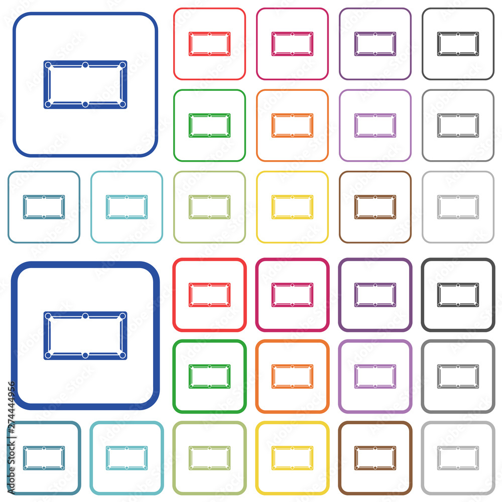 Empty billiard table outlined flat color icons Empty billiard table outlined flat color icons