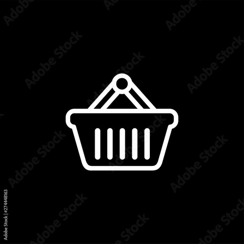 Basket Line Icon On Black Background. Black Flat Style Vector Illustration