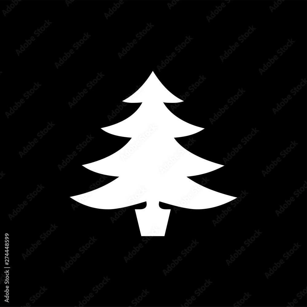 Obraz premium Christmas Tree Icon On Black Background. Black Flat Style Vector Illustration.