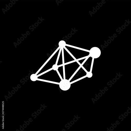 Chemical Bond Icon On Black Background. Black Flat Style Vector Illustration