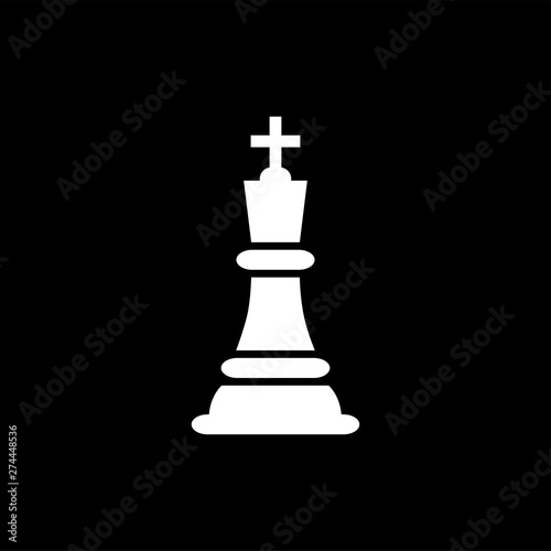 Chess King Icon On Black Background. Black Flat Style Vector Illustration. © Stock Ninja Studio