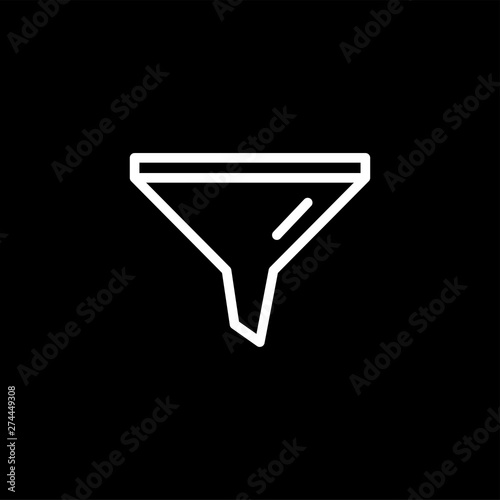 Funnel Line Icon On Black Background. Black Flat Style Vector Illustration.