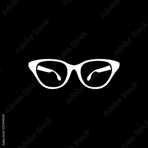 Glasses Icon On Black Background. Black Flat Style Vector Illustration.