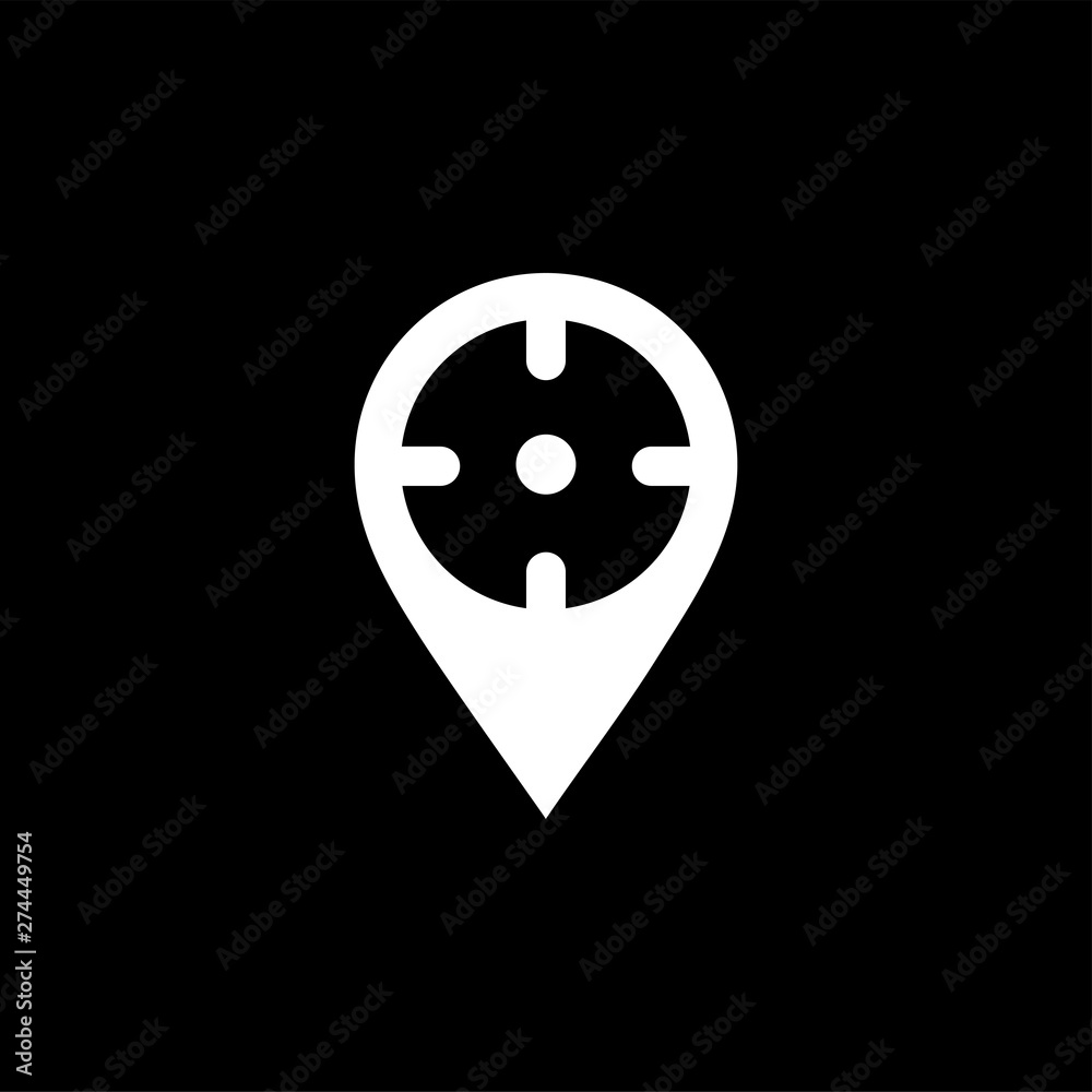 Locator Icon On Black Background. Black Flat Style Vector Illustration. Locator Icon On Black Background. Black Flat Style Vector Illustration.