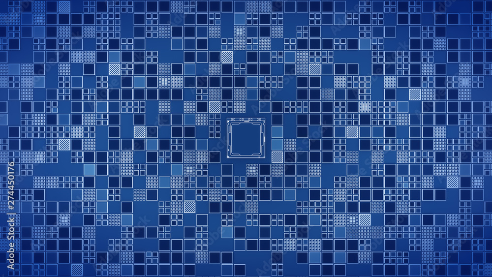Abstract Motherboard circuit with CPU and microchips 3d render Abstract Motherboard circuit with CPU and microchips 3d render