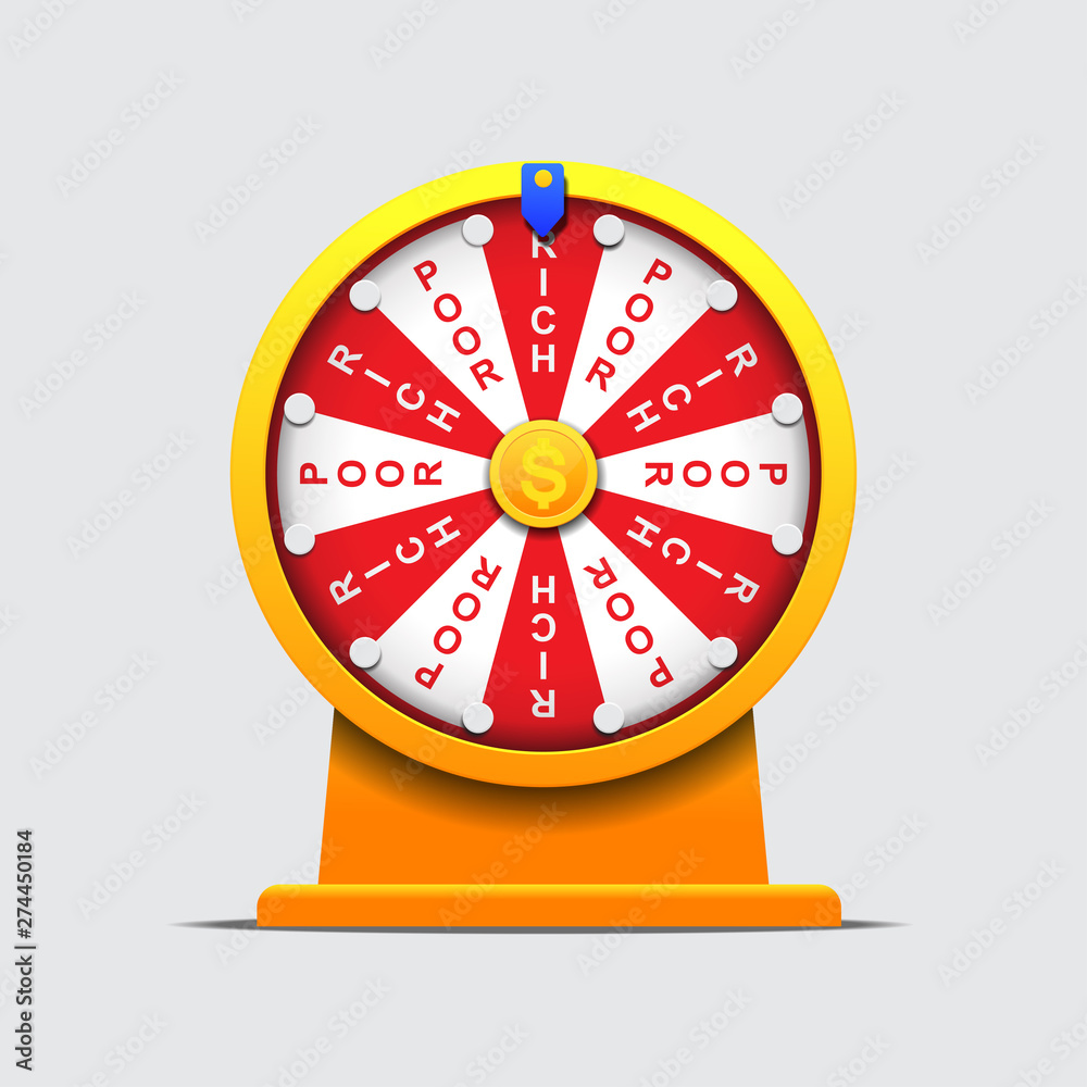 fortune wheel rich and poor,money game concept vector illustration. fortune wheel rich and poor,money game concept vector illustration.