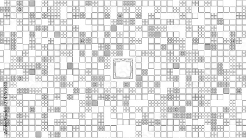 Abstract Motherboard circuit with CPU, microchips and animated electric signals 3d render