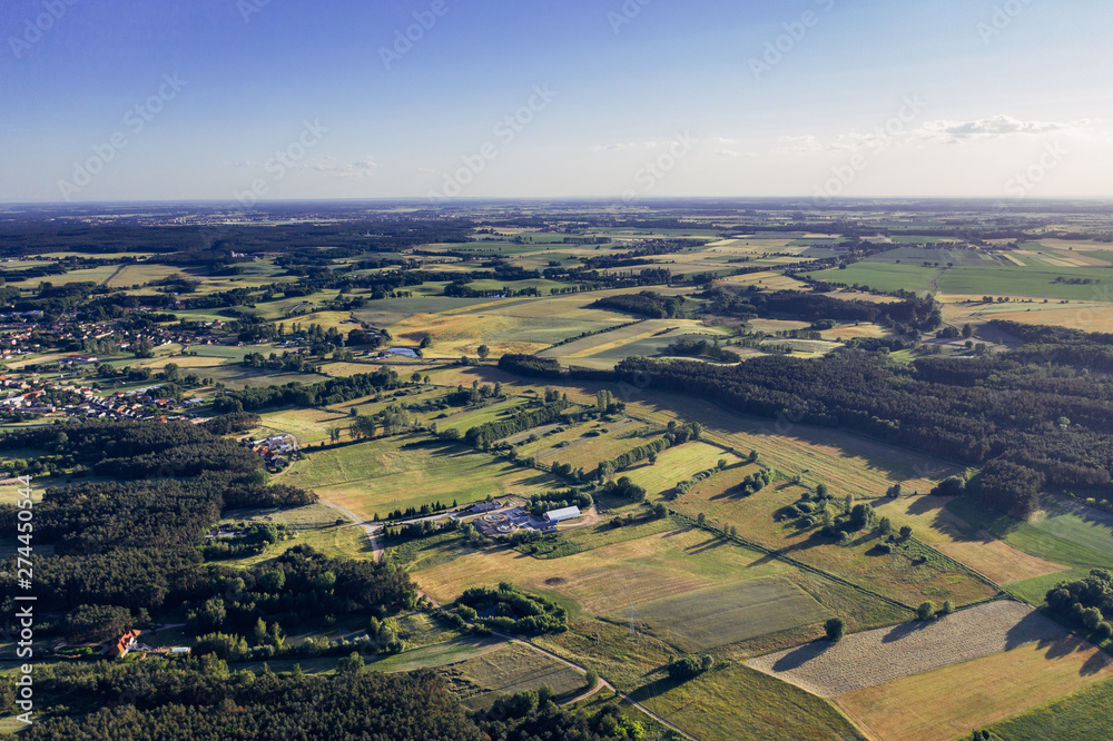 aerial photography of agricultural fields, european landscape. 