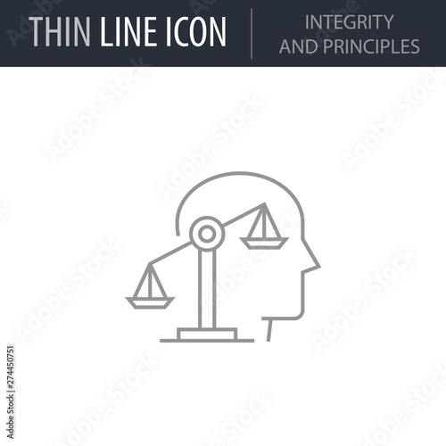 Symbol of Integrity And Principles. Thin line Icon of Human Personality And Traits. Stroke Pictogram Graphic for Web Design. Quality Outline Vector Symbol Concept. Premium Mono Linear Beautiful