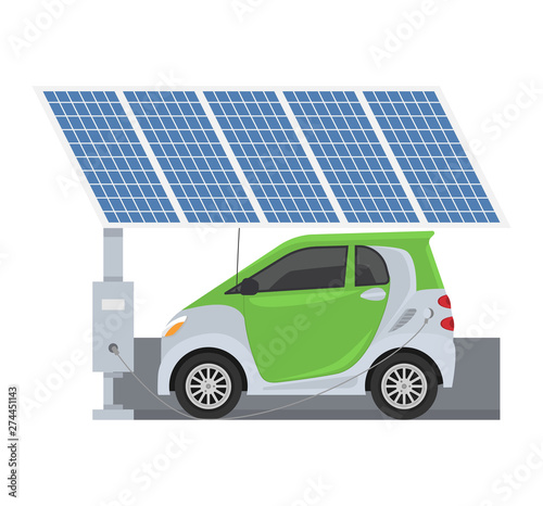 Fuel alternative vehicle vector team-car or gas-truck and solar-van or gasoline electricity solar station illustration set of bio-ethanol and hydrogen electric-car isolated on white background