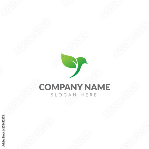Green bird logo template