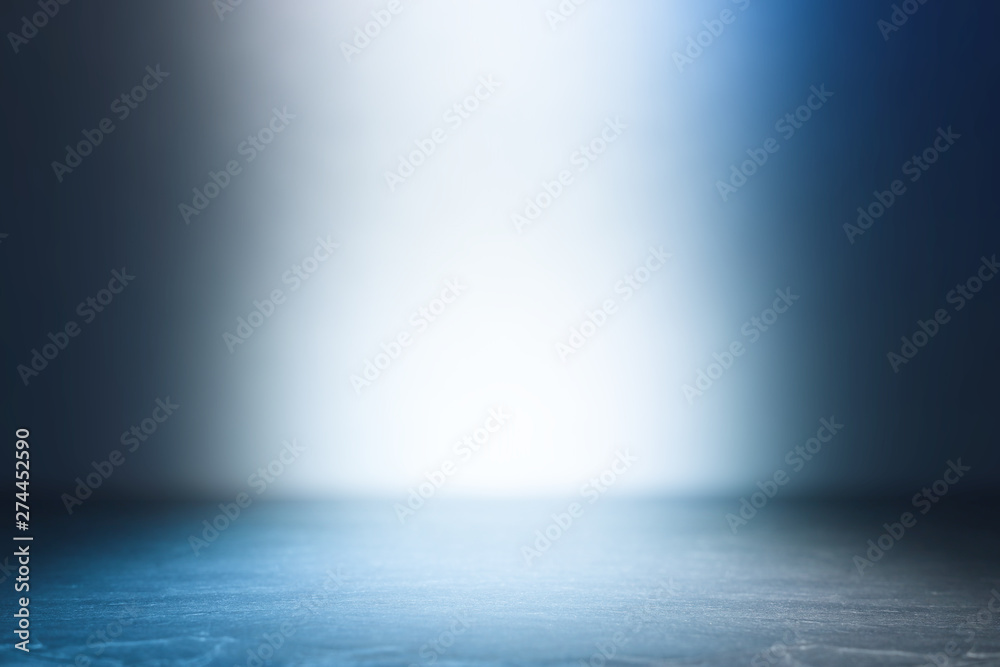 background of abstract dark concentrate floor scene with mist or fog, spotlight and display - obrazy, fototapety, plakaty 