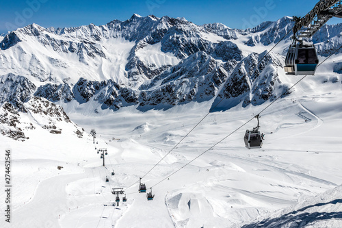 Kaunertal ski resort covered in snow, Austria