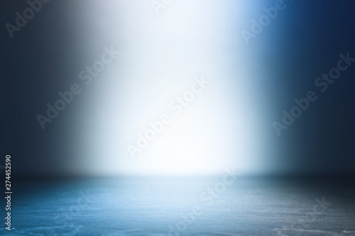background of abstract dark concentrate floor scene with mist or fog, spotlight and display