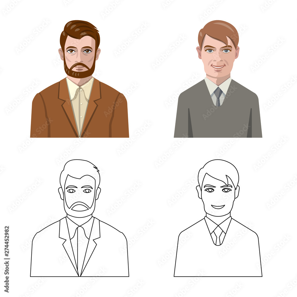 Isolated object of hairstyle and profession symbol. Set of hairstyle and character vector icon for stock. Isolated object of hairstyle and profession symbol. Set of hairstyle and character vector icon for stock.