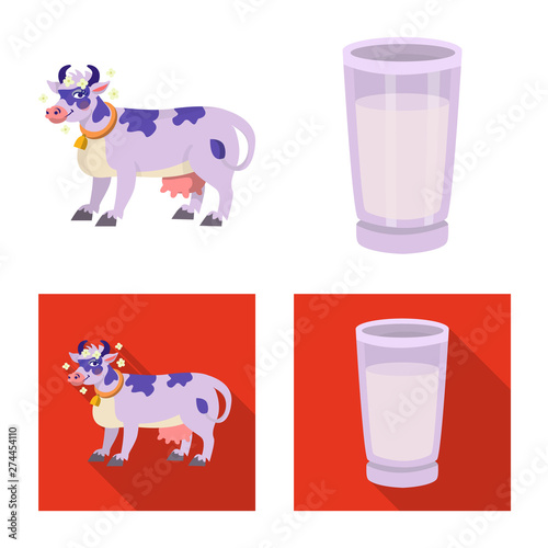 Isolated object of creamy and product symbol. Collection of creamy and farm stock symbol for web.